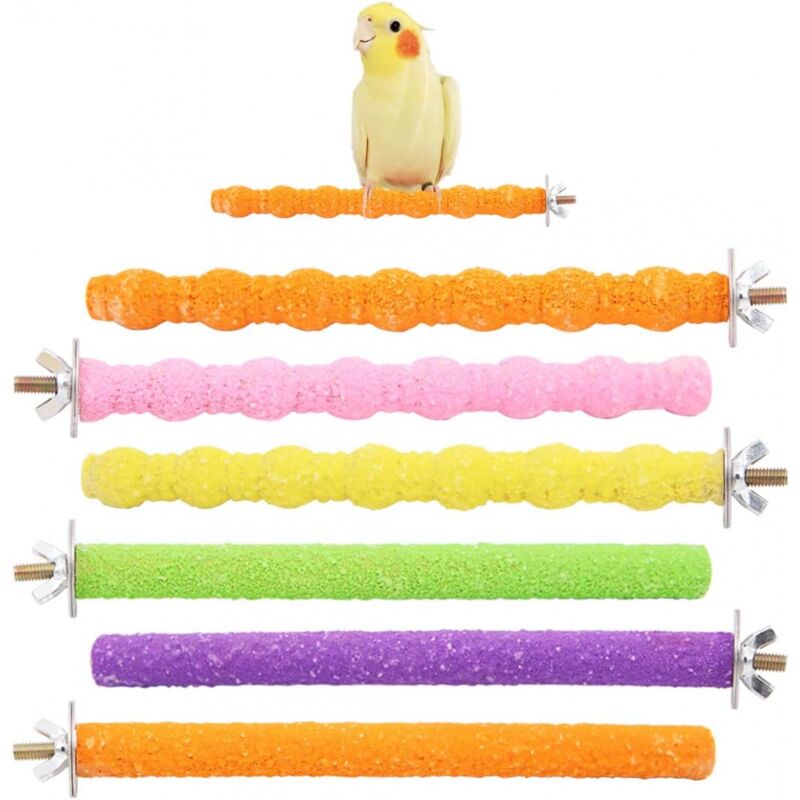 Sunxury - Pcs Perroquet Perches, Coloré Cage à Oiseaux Gommage Stand Bar pour Oiseau Perroquet Perruches Perruche Calopsitte Conure Inséparable Cage