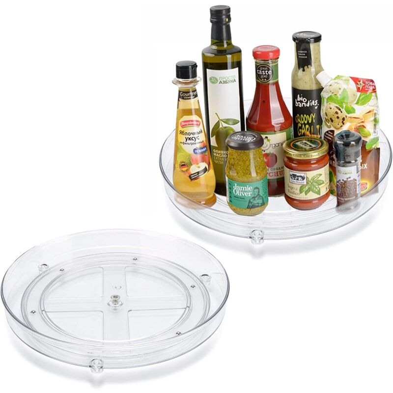 Pcs Plateau Tournant, Organisateur de Porte épices de 23 Cm, Accessoire de Rangement Cuisine Pour Placards et Plan de Travail, Plateau Rond Rotatif