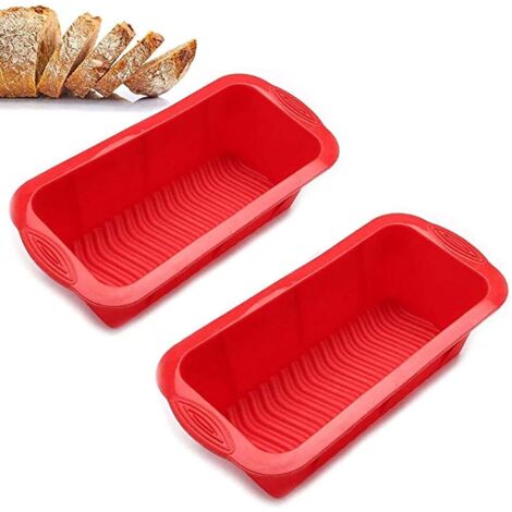 PCS Rectangular Silicone Loaf Pan, Silicone Rectangular Bread Loaf Molds Baking Pastry, Cake Pan Large Size Non-Stick Baking Pan for Bread, Quiche