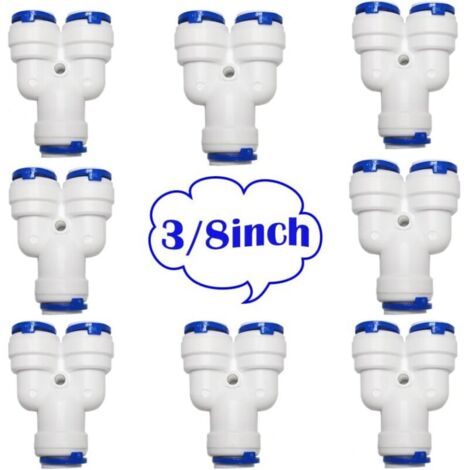 PCS RO Raccord Osmoseur de Filtre à Eau, Raccord Type Y 3/8" Push-fit pour 3/8" (9.5mm) Tuyau de Filtre à Eau,Tube d'osmose Inverse