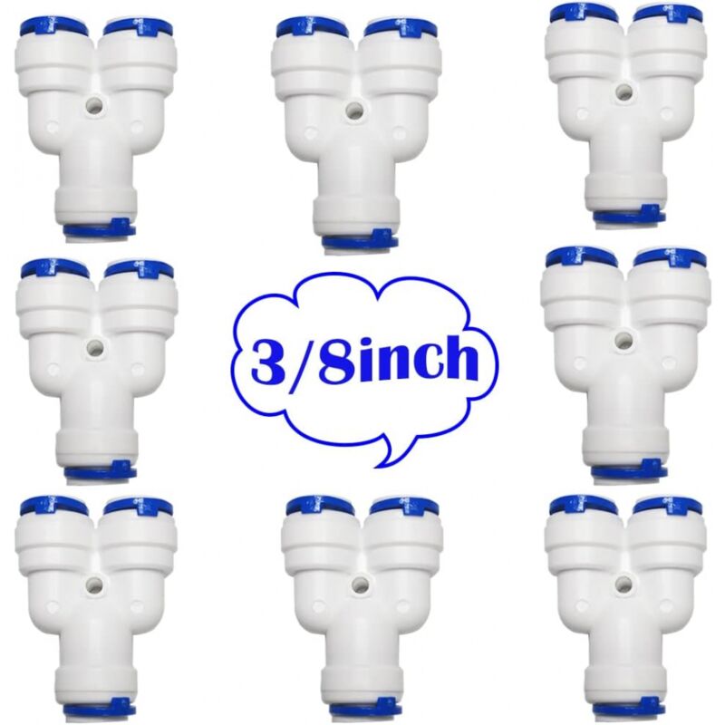Pcs ro Raccord Osmoseur de Filtre à Eau, Raccord Type y 3/8' Push-fit pour 3/8' (9.5mm) Tuyau de Filtre à Eau,Tube d'osmose Inverse