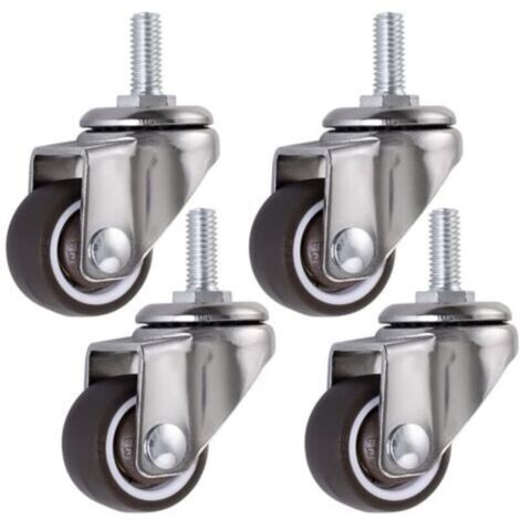 Pcs Roue pivotante, roulettes pour meubles à tige 25mm en M6 × 15, roulettes pivotantes en caoutchouc, pourchariots, chariot, lit bébé, meuble, table, capacité de chargement 15kg par roue