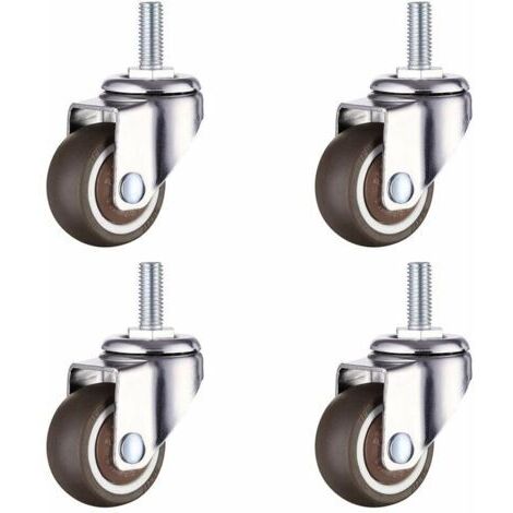 Pcs Roulette Pivotante de M8x20mm Roulettes en Caoutchouc Diamètre 38mm pour Meubles Lit de Bébé Chariots