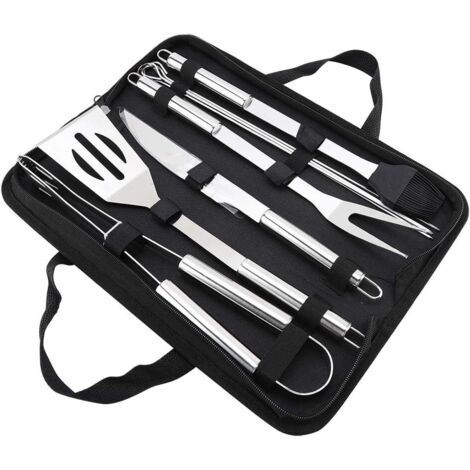 pcs/set Stainless Steel Barbecue Tool Set Household Grill Tool Kit Portable Outdoor Grill Utensil Set with Silver Oxford Bag