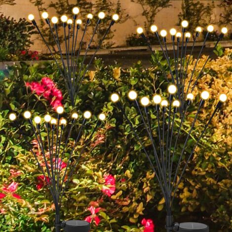 Pcs Solar Lights Outdoor, 10 LED Solar Firefly Lights for Garden, Balcony - Waterproof IP65, Warm White