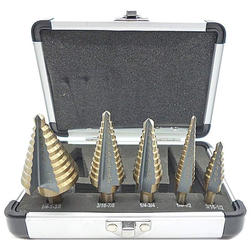 Pcs Step Drill Bit, Step Drill Bit, with Professional Aluminum Case, Hex Shank, with Self-Centering Pad, Precise Drilling in Steel, Metal