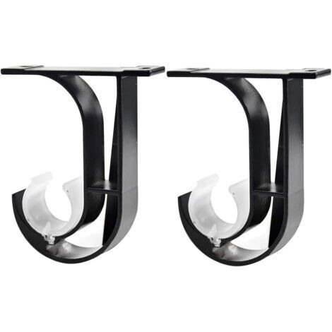 pcs Support de Tringle à Rideau Supports de Fixation au Plafond Support Tringle Penderie en Alliage de Zinc pour Chambre Salon avec Vis Tuyaux d'expansion (Noir)