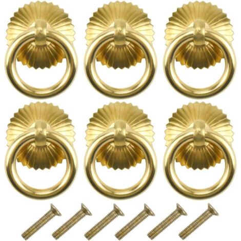 pcs Vintage Furniture Handle, Drawer Ring Pull Handle, Antique Pull Handles, Furniture Knob for Kitchen Cabinet Cupboard Dresser Door (Brass)