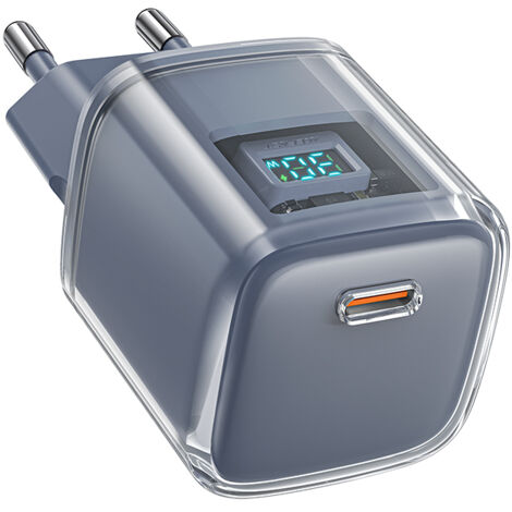 PD 30W GaN3 USB-C-Wandladegerät mit Display Grau