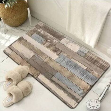 Pdir Tapis, motif coupe bois, séchage rapide, 40 x 60 cm, idéal pour les zones d'entrée, salle de bains, salle à manger, salon et Bureau