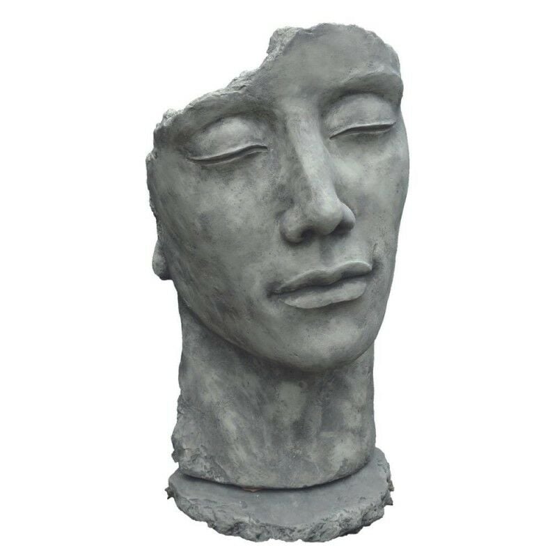 Jardinex - Statue visage homme extérieur grand format - Gris beton 115 cm - Gris beton