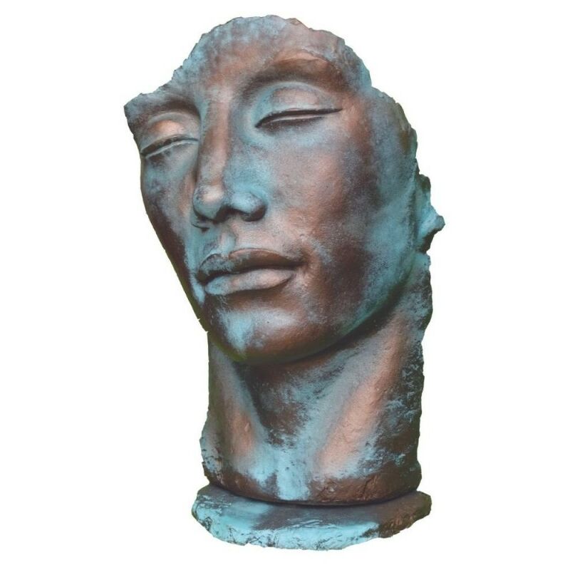 Jardinex - Statue visage homme extérieur grand format - Bronze 115 cm - Bronze