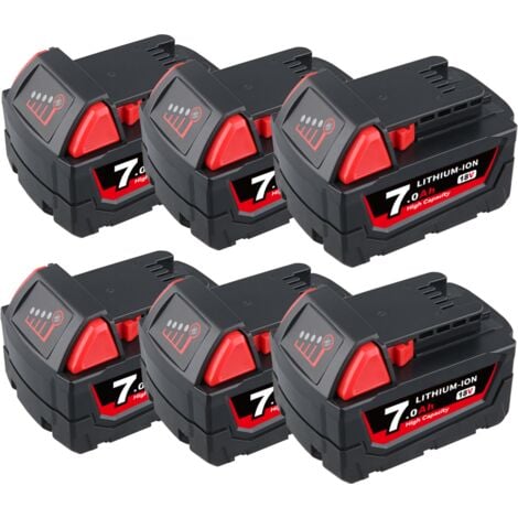 PDstation 6Pack 18V 7.0Ah Batterie de Remplacement pour Milwaukee M18 48-11-1850 48-11-1852 48-11-1820 48-11-1828 48-11-1860 Batterie pour Milwaukee Parfaitement Compatible avec Le Chargeur d'origine