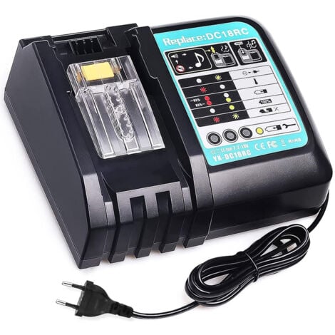 PDstation DC18RC 14.4V-18V Schnell-Ladegerät für Makita DC18RA DC18RD für Makita Ladegerät 18V Lithium-Akku BL1860B BL1850 BL1430 BL1415 BL1830 Werkzeugakku für Makita Akku Ladegerät