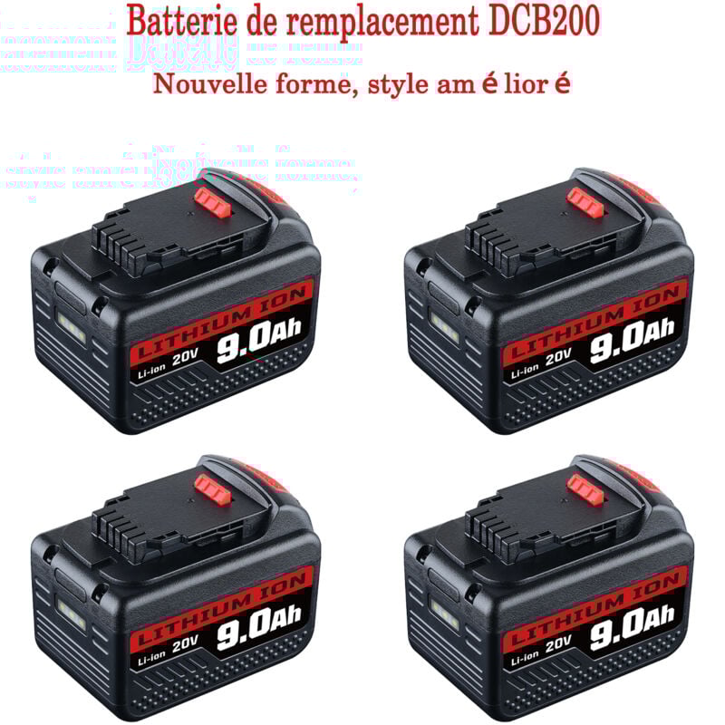Pdstation - Pour DeWalt 18V 9.0Ah xr Nouveau Style Li-Ion Batterie DCB184 DCB182 DCB182-XJ DCB181 DCB181-XJ DCB185-XE DCB182 DCB205-2 DCB200-2