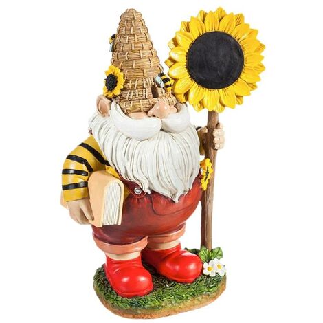PDTO – Statue de jardin, naine, tournesol, abeille, décoration d&39extérieur, décoration de cour