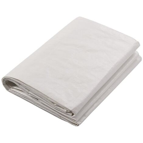 Bâche de protection 1,76 x 3,41 m – PE blanc 140g/m² – Œillets en aluminium Ø 12 mm – Résistante aux UV pour chantiers