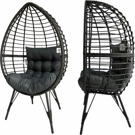 PE Rattan Egg Teardrop Cuddle Chair - Grey
