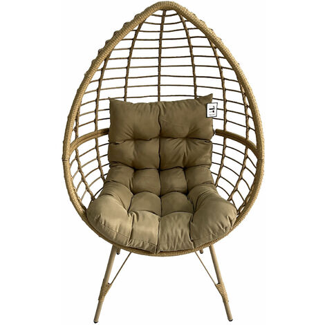 PE Rattan Egg Teardrop Cuddle Chair - Nature