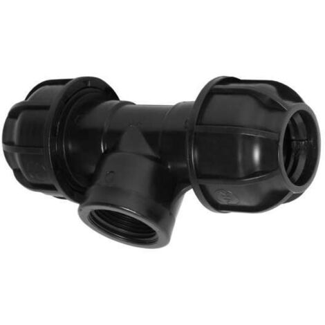 PE-Rohr T-Stück 90° Ø 20 mm x 1/2'' IG Reiter Verbinder Verschraubung PP Polypropylen
