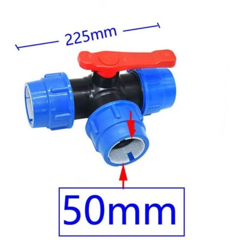 PE Tuyau 3 voies Vanne 50mm en Plastique de Robinet à Boisseau Vanne