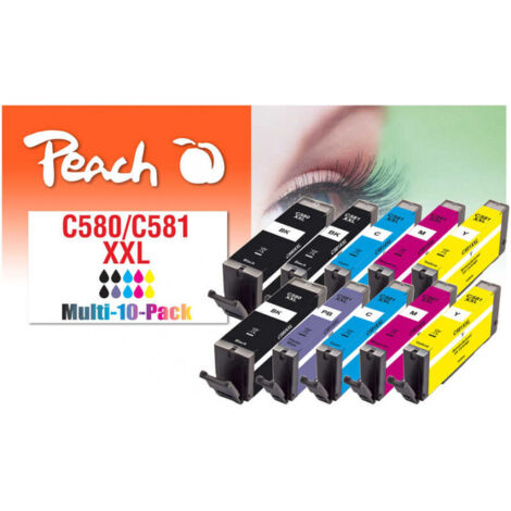Peach PI100-437 Druckerpatrone 10 Stück(e) Kompatibel Extrahohe (Super-) Ausbeute Schwarz, Cyan, Magenta, Foto blau, Gelb