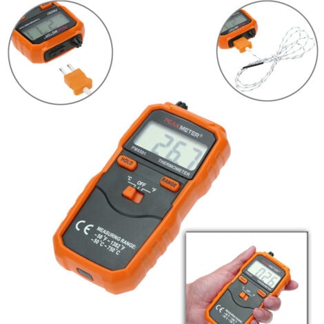 PEAKMETER PM6501 Affichage de l'écran LCD K Thermocouple Tempilement de température avec Thermomètre numérique Hold Hold / Logging