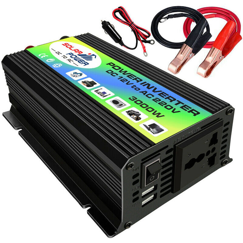 VURAHOME - Peaks Power Onduleur à onde sinusoïdale modifiée 3000 W Convertisseur de puissance haute fréquence DC 12 V vers AC 220 V Convertisseur de