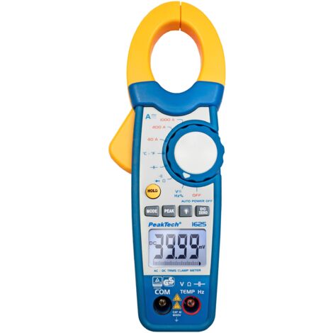 Peaktech 1625 – Pinza Ac/Dc 1000A, Multimetro Digitale, Pinze Amperometriche, Tüv/Gs, 4000 Conteggi, Voltmetro senza Contatto, Amperometro, Tester di Continuità - Max 600 V