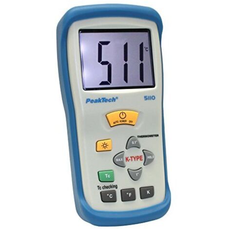 PeakTech 1 canali Termometro digitale 3 1 2 cifre di, 50 °C... + 1300 °C con di tipo K Sonda di temperatura, 1 pezzi, P 5110