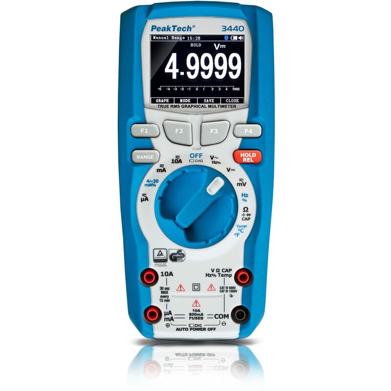 Image of 3440 – Multimetro Digitale True Rms con Bluetooth 4 e Display Grafico, 50.000 Conteggi, Tüv/Gs, Autorange, Voltmetro, Tester di Continuità - Cat Iii