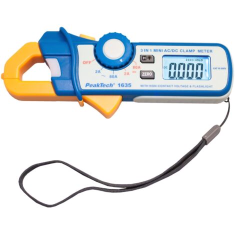 PeakTech P 1635, Pinza amperometrica digitale, Pinza amperometrica precisa per la corrente di dispersione e la corrente di perdita, Amperometro a pinza affidabile con risoluzione di 1 mA