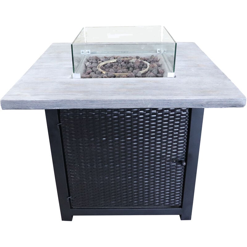 Firepit Outdoor Gas Fire Pit Rattan, Cover, Easy Ignition HF34501BA-UK - Peaktop