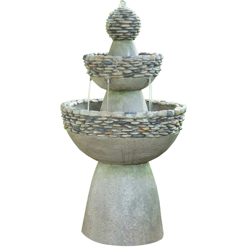 Water Fountain Outdoor Garden Grey Tier Ornament FI0030AA-UK - Peaktop