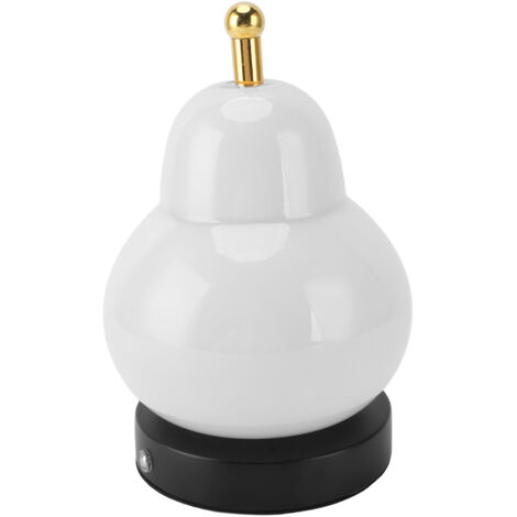 Pear Gourd Table Lamp Touch Control Stepless Dimmable 3 Light Modes Cordless Rechargeable Desk Lamp for Bedroom Bedside White