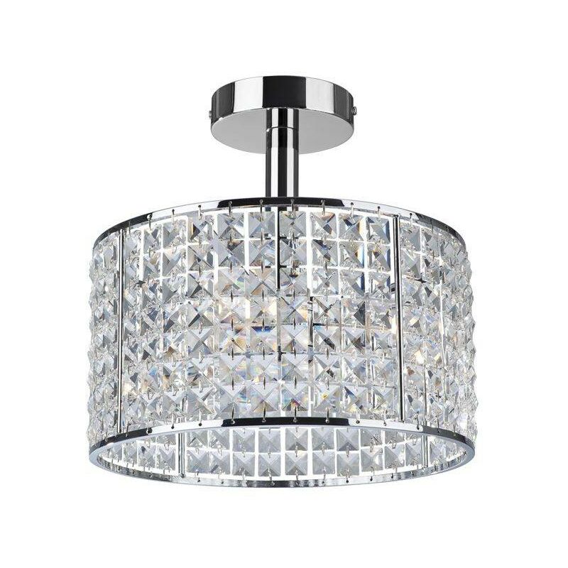 Pearl - 4 Light Semi Flush Bathroom Ceiling Ceiling Pendant Light Chrome, Crystal IP44, G9 - Firstlight