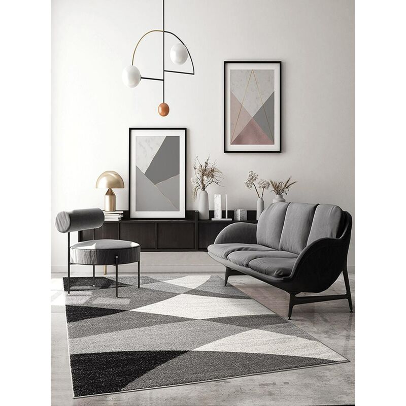 The Carpet - Pearl Moderner Dichter Kurzflor Wohnzimmer Schlafzimmer Teppich, Konturenschnitt, Grau, 140 X 200 Cm