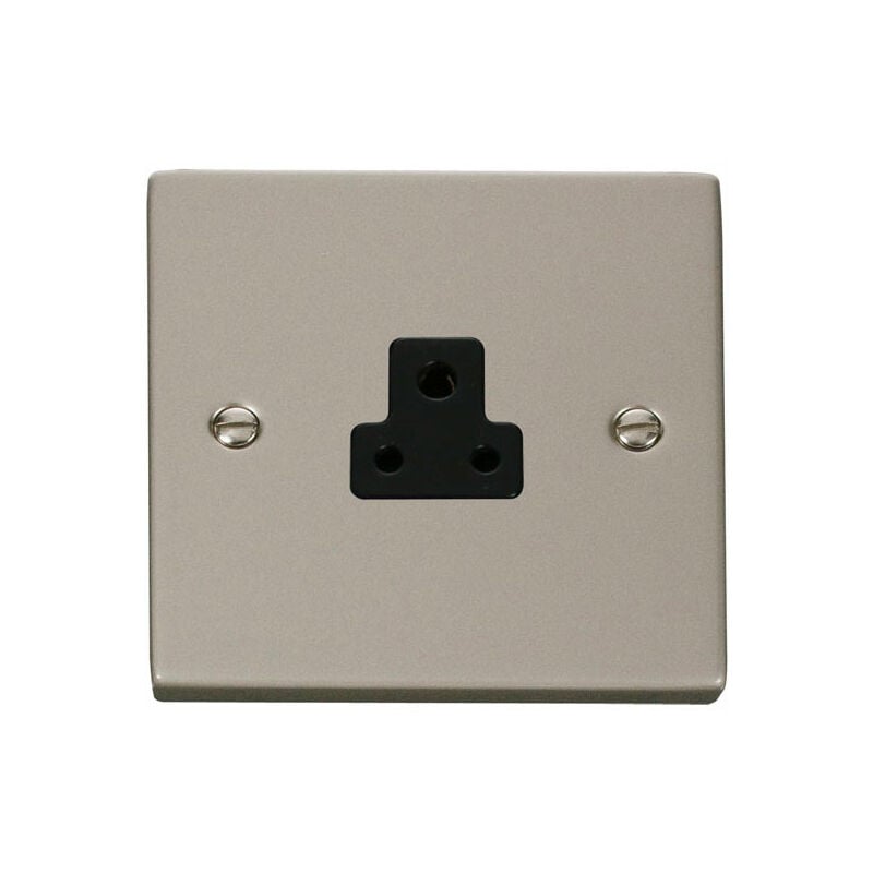 Se Home - Pearl Nickel 1 Gang 2A Round Pin Socket - Black Trim