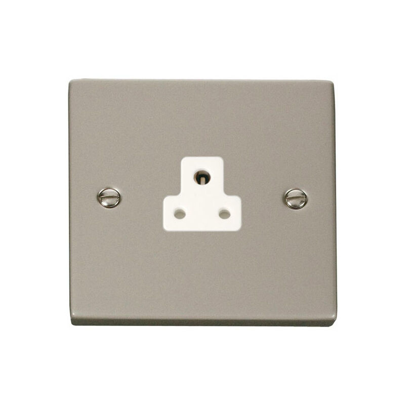 Se Home - Pearl Nickel 1 Gang 2A Round Pin Socket - White Trim