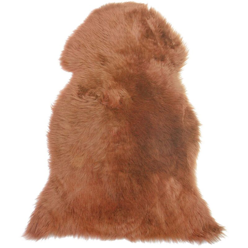 Tapis Peau de Mouton Marron Clair en Peau Authentique pour Intérieur Rustique et Boho 65 x 110 cm Beliani