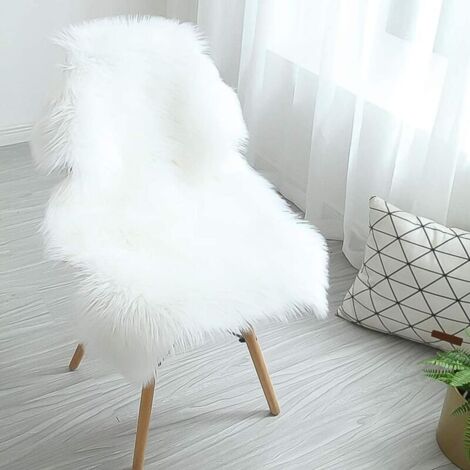 Peau de Mouton Synthétique Douce et Moelleuse – Tapis Imitation Peau d’Agneau à Poil Long pour Chaise, Canapé ou Coussin