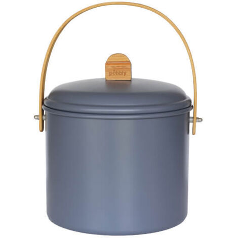 Pebbly Slate Compost Bin 7 Litre Metal Bamboo Charcoal Filter