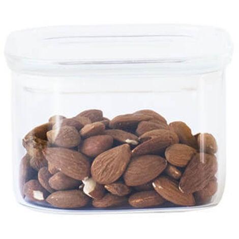 Pebbly Square 500ml Glass Food Container With Glass Lid