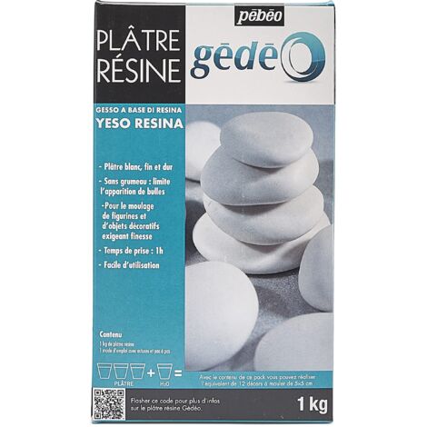 Pebeo - Gesso resinoso Gédéo 1 kg - Gesso per calchi e colatura di oggetti dettagliati - Gesso per calchi bianco a presa rapida - 1 kg