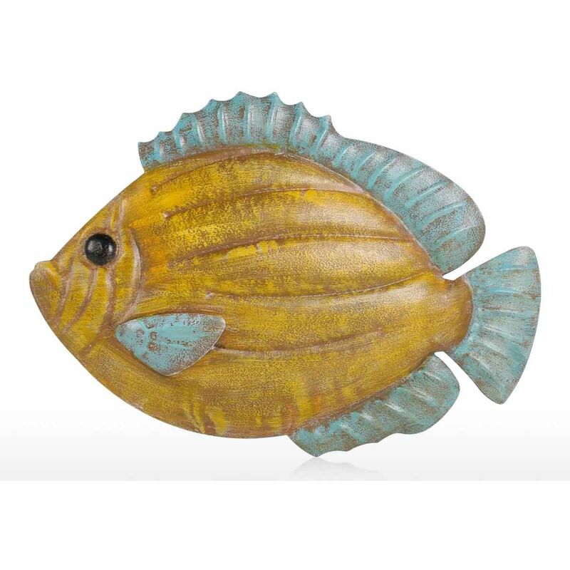 

Tooarts - Peces Colgante de pared 5 Decoracion de pared de hierro Adorno creativo Artesania Configuracion de pared Colgante de pared Vida marina