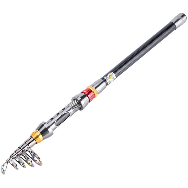 Pêche à la Canne à pêche rétractable télescopique tiges de mer en Fibre de Carbone Dur Portable Pêche Pole-2.1m