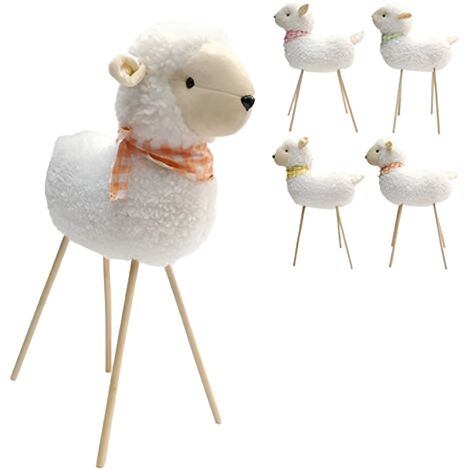 Pecora di pasqua con pelliccia bianca e bandana verde arancione gialla o rosa ecorazioni pasquali arredo casa 53 cm