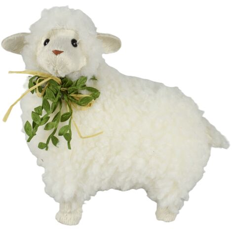 Pecora in piedi grande h 24 cm in poli resina con lana animale per natività presepe