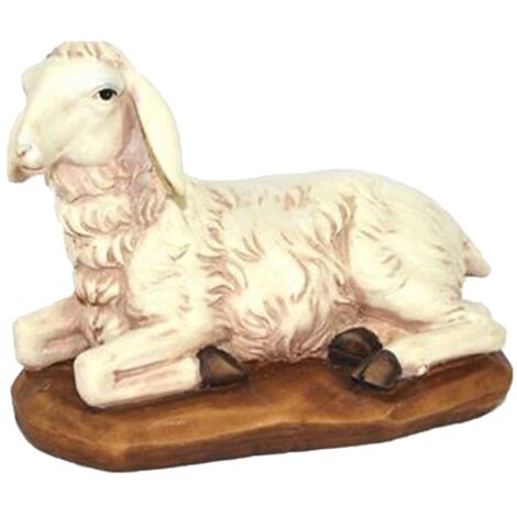 Pecora seduta in poliresina per presepe di natale animali sacra famiglia 10 cm
