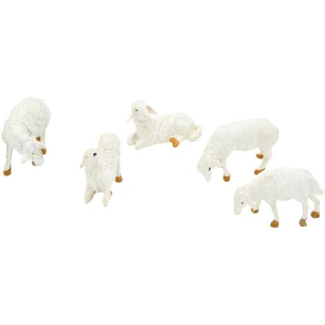 Pecorelle in resina statuine per presepe di natale invecchiate h 3,5 cm 5 pezzi